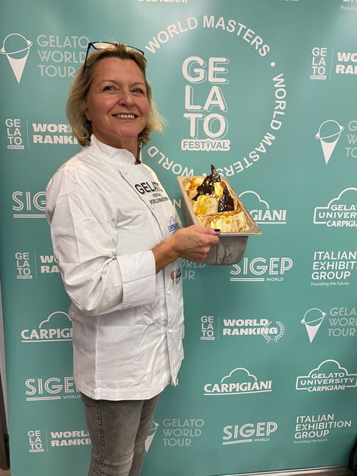 1 Samantha Cunliffe of Bene Gelateria in Frodsham with the flavour Chocolate Orange Cocco Crunch